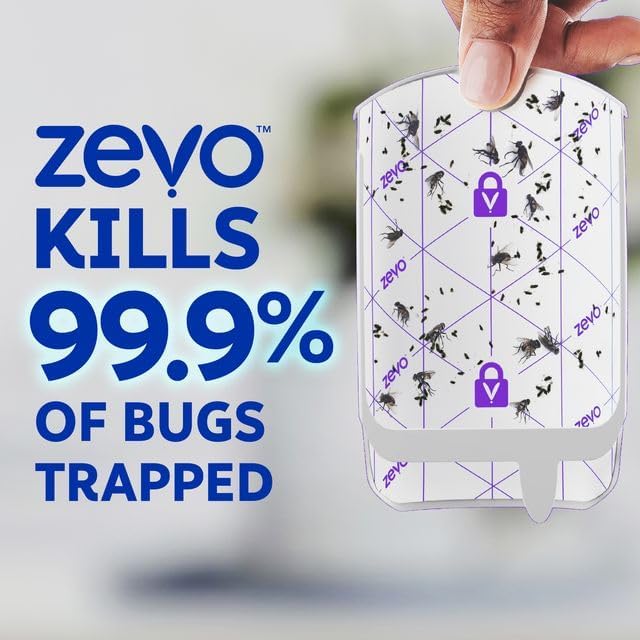 Zevo 2 Flying Insect Trap - Indoor Bug Catcher with UV Light & 2 Refill Cartridges | Mess-Free Solution for Flies & Gnats