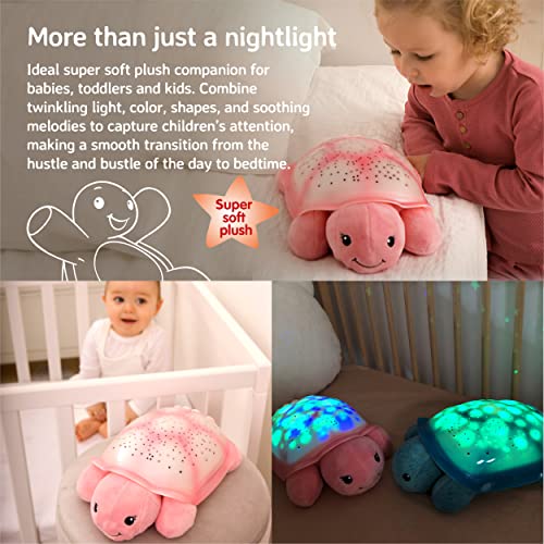 Twinkling Twilight Turtle Star Projector Nightlight with White Noise - Pink