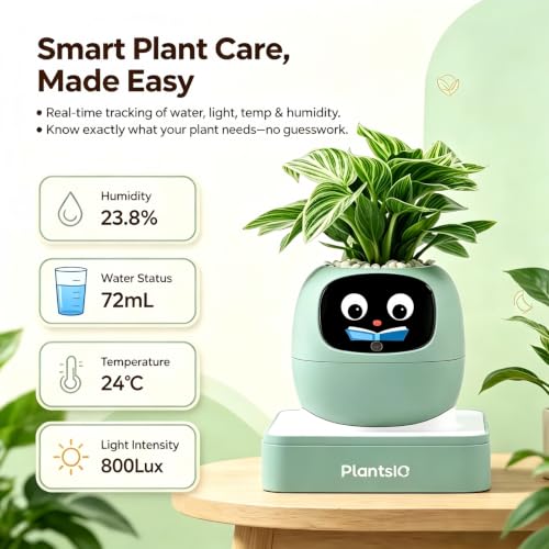 Smart Plant Pot with Screen & Self-Watering System - Green, 80ml