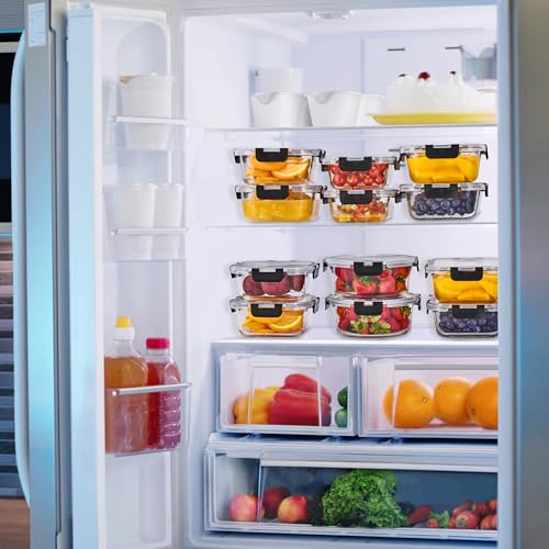 Large Glass Meal Prep Containers with Lids - Set of 8, Airtight Food Storage