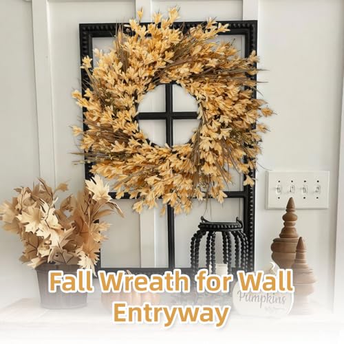 Large Outdoor Fall Wreath with Yellow Forsythia & Berries - 26-28 Inches