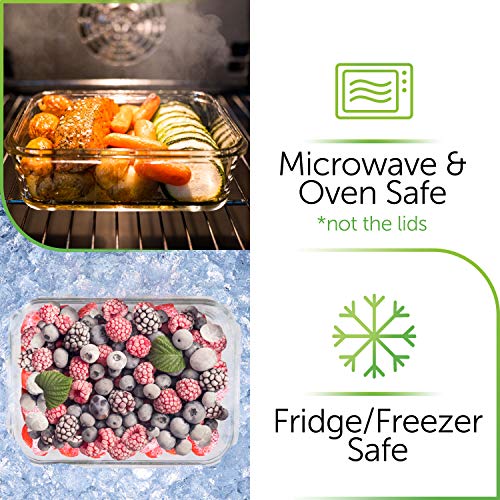 PrepNaturals 8 Pack 36oz Glass Meal Prep Containers with Airtight Lids - 1 Compartment