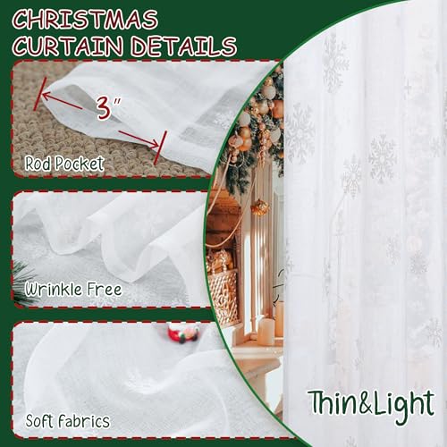 BGment Christmas Sheer Curtains 63 Inches Long 2 Panels Set,