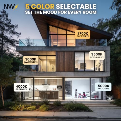 NUWATT Airtight 4 Inch Gimbal LED Recessed Lights, 2700K-5000K, ETL,