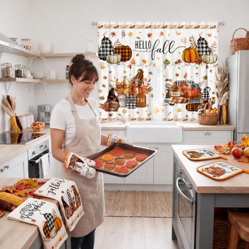 Hillsuren Pumpkin Fall Kitchen Decor Set – Towels, Mats, Pot Holders & Mitts