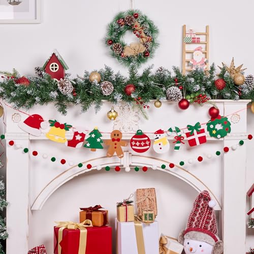 Dllesifvn Christmas Banner Set - 2 Felt Holiday Garlands with Ginger & Jingle Elements, Indoor Festive Decor, Variation A
