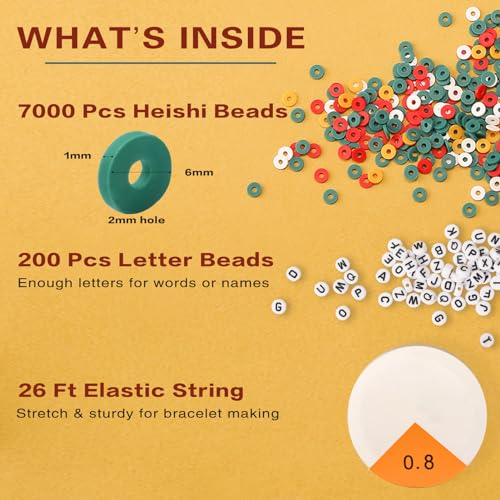 ADIIL Christmas Bead Bracelet Making Kit - 7200pcs Polymer Clay Jewelry Supplies