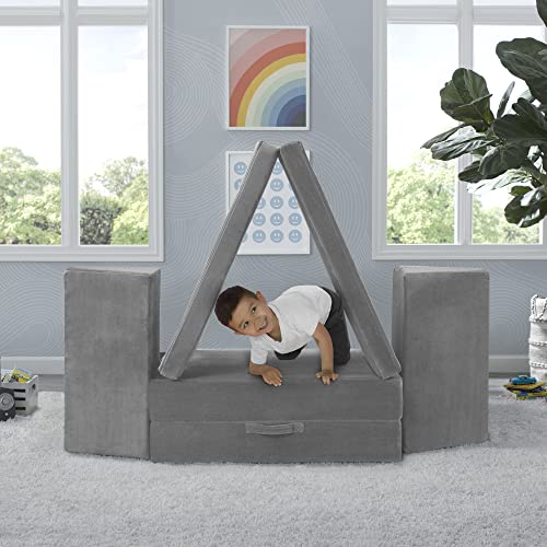 Delta Children Cozee 4-Piece Kids Play Sofa Lounger Set Grey