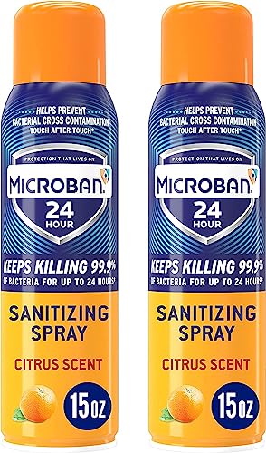 Microban 24 Hour Disinfectant Spray - Citrus Scent, 15oz Pack of 2