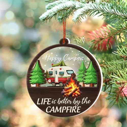 Camping Decoration Camper Christmas Ornaments - Camping Ornament for Christmas Tree - Happy Camper Gifts Ideas for Camper, Camping Lovers - Hanging Tree Decoration Ornament 2024