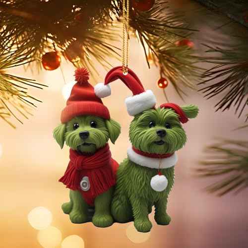 5pcs Dog Ornaments for Christmas Tree, Acrylic Flat 3D Effect, Hanging Decorations for Festival and Holiday,Dog Lover Gift 2025,Adorable Seasonal Accent & Classic Home D?cor,3 inches
