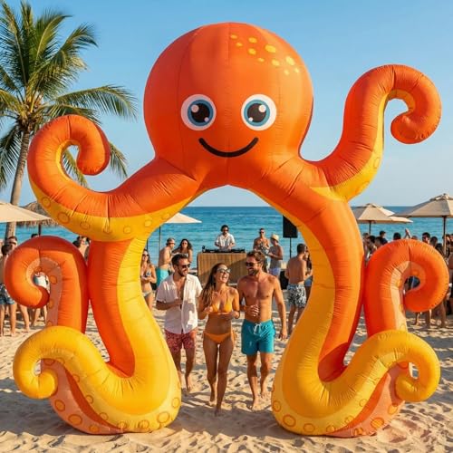 Octopus Inflatable Arch 9FT Outdoor Sea Theme Party Decoration - Bright LED Lights