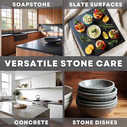 Soapstone Care Kit with Cleaner, Oil, Wax, Scraper & Applicator for Natural Stone Surfaces