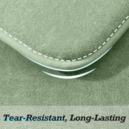 Bathroom Rugs Set 3 Pieces - Non-Slip Ultra Soft Velvet Bath Mat U-Shaped Contour Grey Green 17x24 + 20x24 + 20x32