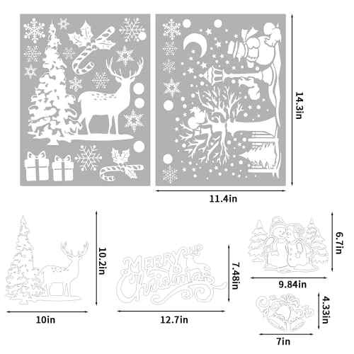 Xmas Window Clings Decoration, 141 Static Snow Flakes Stickers Merry Christmas Window Decals for Christmas Party Supplies (8 Sheets)