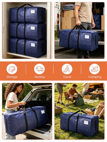 SWEET DOLPHIN 12 Pack Blue Heavy-Duty Moving Storage Bags 24 Gal 200LB