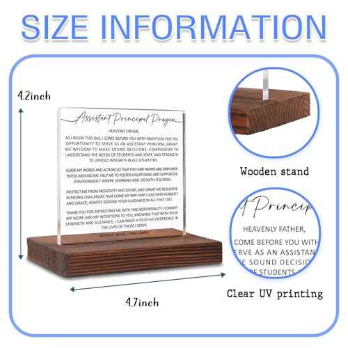 Assistant Principal Prayer Thank You Gifts, Christian Assistant Principal Birthday Christmas Teacher's Day Gifts Back to School for Assistant Principal, Home Office Sign Plaques SOK37