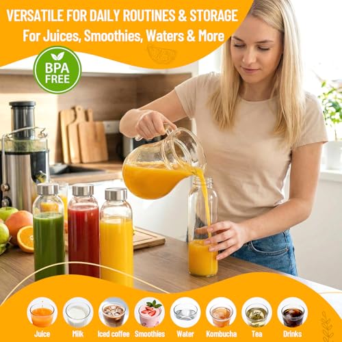 Luxfuel 10-Pack 18oz Clear Glass Water Bottles with Leak-Proof Stainless Steel Lids