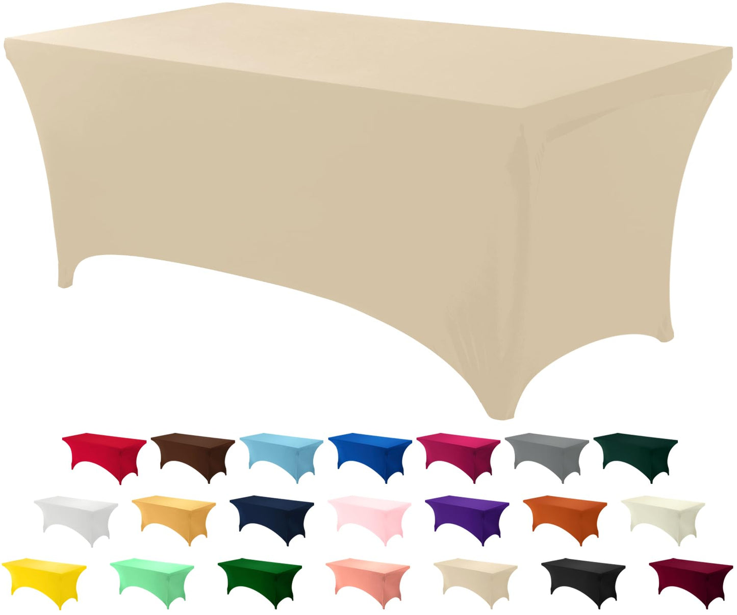 Utopia Kitchen Spandex Tablecloth 1 Pack [6FT, Champagne] Tight, Fitted, Washable and Wrinkle Resistant Stretch Rectangular Patio Table Cover for Event, Wedding, Banquet & Parties [72Lx30Wx30H Inch]