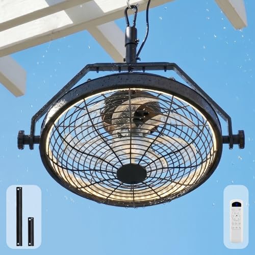 Sofucor 20 Inch Outdoor Waterproof Ceiling Fan with Light IP55 Rating