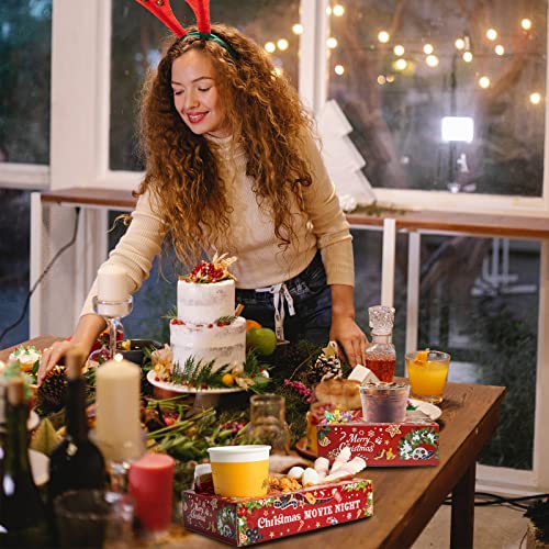 20 Pcs Christmas Movie Night Snack Trays with Cup Holders - Holiday Party Supplies