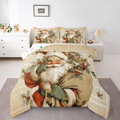 Feelyou Christmas Comforter Set Queen Light Brown Kids Bedding