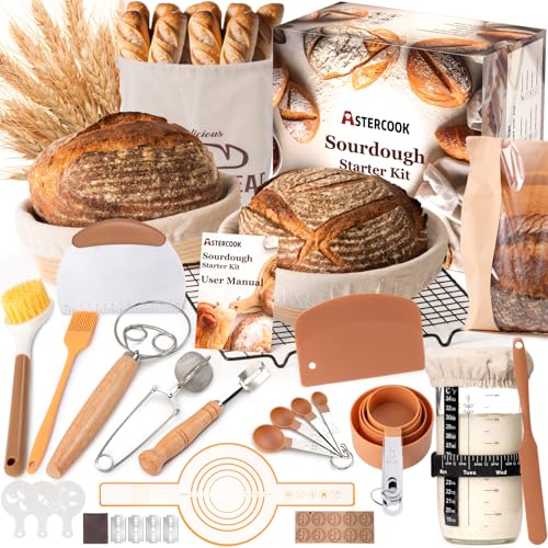 Complete Sourdough Bread Baking Kit with Banneton Baskets, Tools & Accessories