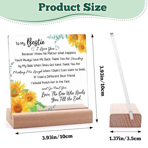 Friendship Appreciation Acrylic Plaque with Wooden Stand - Bestie Gift for Women