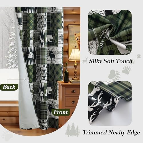 Dark Green Christmas Curtains for Living Room & Bedroom, 52W x 84L, 2 Panels
