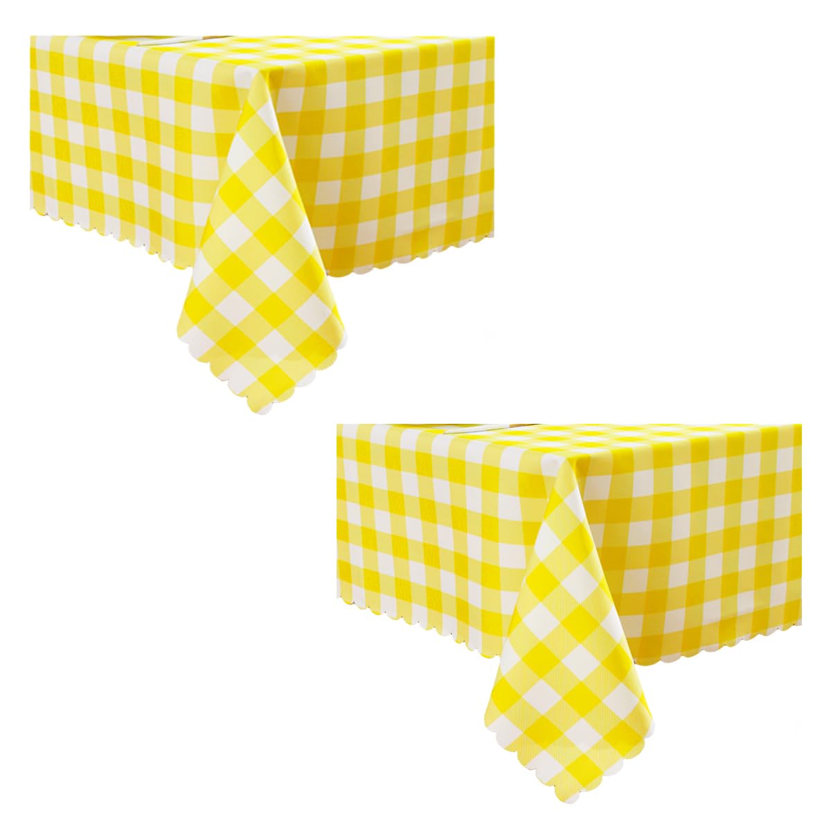MANGATA CASA 2PCS Yellow Gingham Tablecloth for Rectangle Tables-Checkered Table Cloth Waterproof Kitchen & Table Linens-Polyester Buffalo Plaid Wrinkle Free Table Cover(Light Yellow 60x84in)