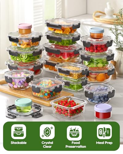 Canfanni 40-Piece Glass Food Storage Container Set with Airtight Lids