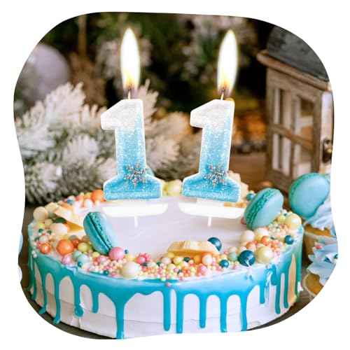 Frozen Snow Themed Birthday Candles,Blue and White Glitter Birthday Number 5 Candles,Snowflake Glitter 5th Candles for Kids Adults Birthday Wedding Anniversary Party Supplies