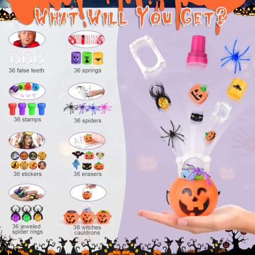 Halloween Party Favors Mini Pumpkin Buckets Set - Orange Color, 288 Pieces