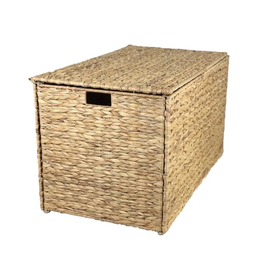 Water Hyacinth Storage Basket with Lid 105L Natural 26x15.7x15.7 Inches