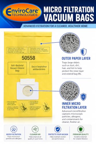 45 Micro Filtration Vacuum Bags for Kenmore & Panasonic Canisters - Multi-Layer Replacement