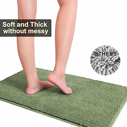 Urvoix Sage Green 3-Piece Bathroom Rug Set Non-Slip Chenille Bath Mat