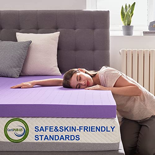 SINWEEK Queen 1.5 Inch Gel Memory Foam Mattress Topper Ventilated Pressure Relief