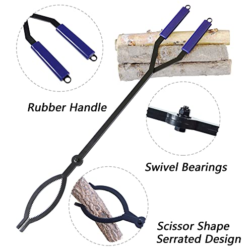 40-Inch Heavy Duty Manganese Steel Fire Tongs with Scissor Serrated Design