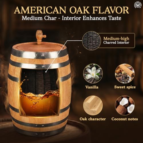 2L Oak Aging Barrel Kit with Stand, Spigot & Bung for Home Spirits
