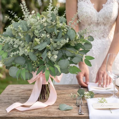 Daynight 240 Pcs Artificial Eucalyptus Stems Bulk - Mixed Green Foliage for Decor