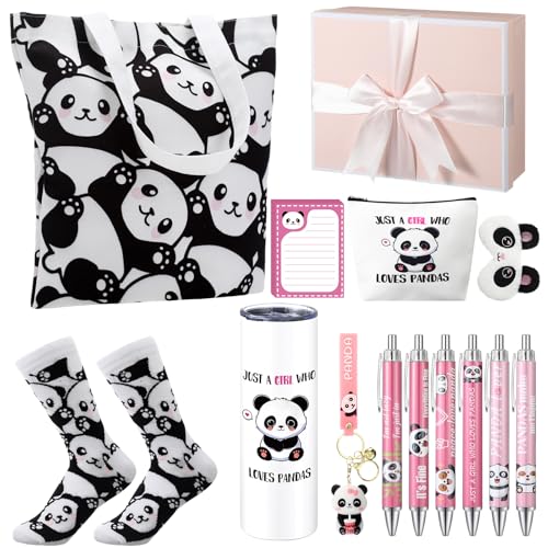 Wonderjune Panda Gift Set for Girls Teens - Christmas Gift with Tote, Cup, Socks & More