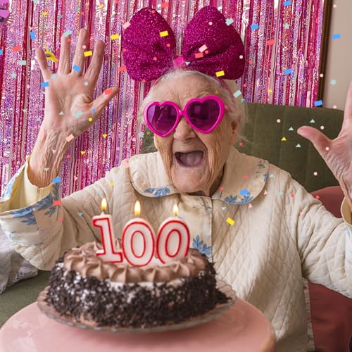 Tinsel Curtain Party Backdrop Pink Birthday Decorations 2 Packs Glitter Foil Fringe Curtain Party Decor Streamers Photo Booth for Birthday Christmas Wedding Halloween Graduation Decorations