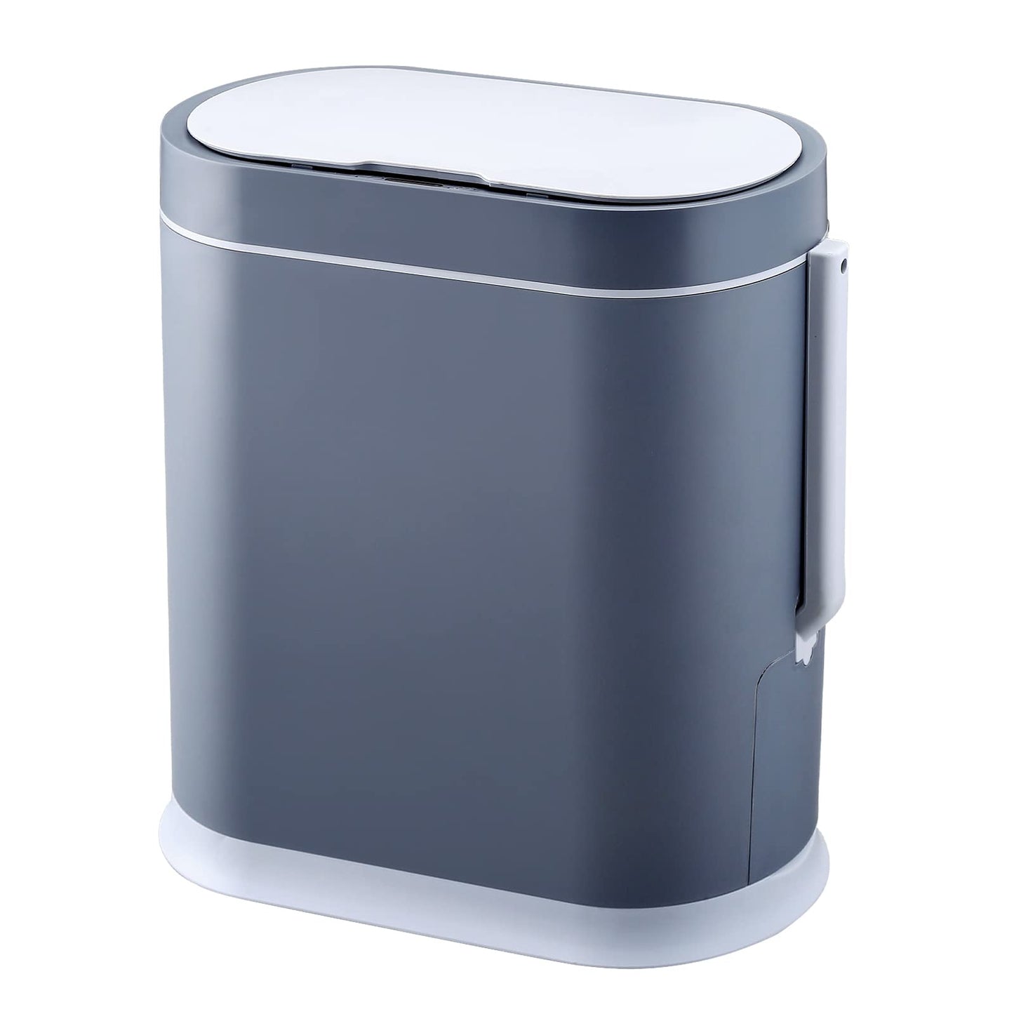 ELPHECO Bathroom Slim Plastic Trash Can with Toilet Brush 2.5 Gallon Waterproof Smart Garbage can with lid Motion Sensor Waste Bin Automatic Garbage Bin for Bathroom(Grey)