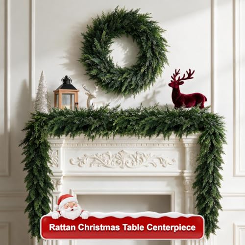 9FT Christmas Cedar Garland with Real-Touch Greenery - 9FT / 1