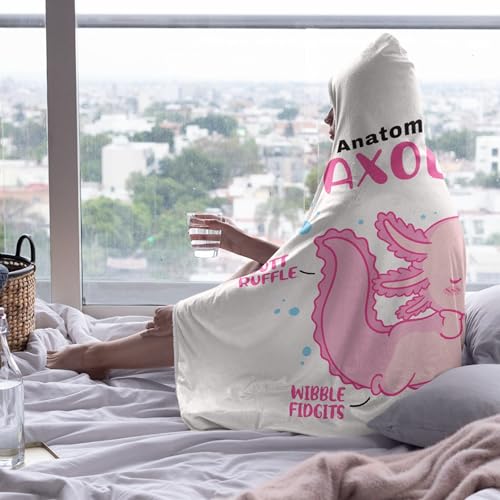 Axolotl Hooded Blanket for Kids 50x40 Inches - Cute Animal Plush Throw