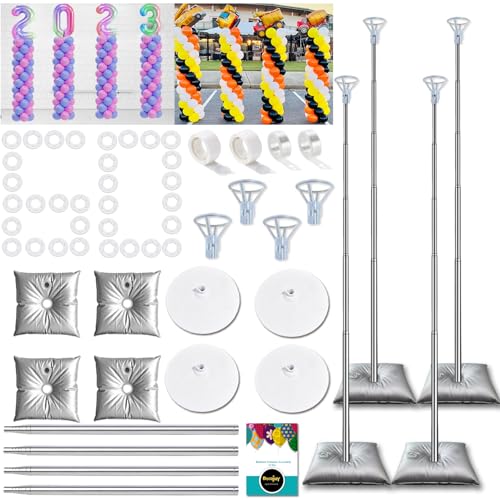 DECOJOY Balloon Columns Stand Set of 4, 7 Feet Telescoping Ballon