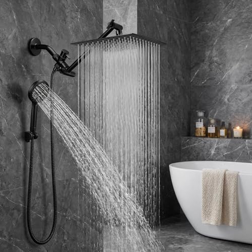 12-Inch High Pressure Rainfall & Handheld Shower Combo - Matte Black Variation