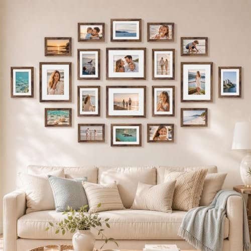 Pallene Collage Wall Picture Frames Set of 20 in Brown - Multi-Size Gallery Wall Decor