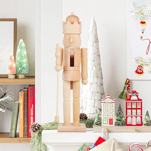 Ciieeo Light Yellow 4/38.00x10.00x8.50CM Unpainted Wooden Nutcracker DIY Kit