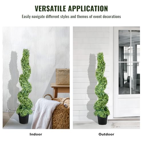 VEVOR 4ft Artificial Spiral Topiary Trees - Set of 2 Faux Plants for Indoor Outdoor Decor